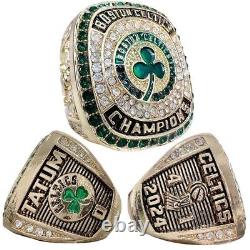 Boston Celtics 2024 Champions Ring With Special Wood Display Case & NBA Trophy
