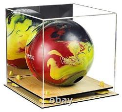 Bowling Ball Display Case with Mirror, Yellow Risers and Wood Base (B33/A028)