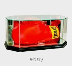 Boxing Glove Display Case UV Protected Glass Boxing Glove Showcase Wood Base