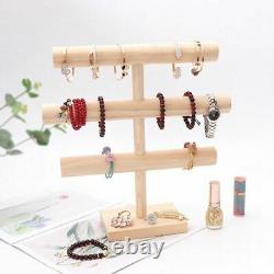 Bracelet Necklace Display Stand MultiLayer Solid Wood Hanging Storage Shelf Rack