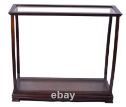 Brown Tall Ship Model Display Case Wooden Medium 34 Table Top Cabinet Stand New