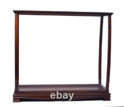 Brown Tall Ship Model Display Case Wooden Medium 34 Table Top Cabinet Stand New