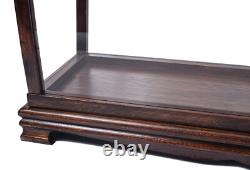 Brown Tall Ship Model Display Case Wooden Medium 34 Table Top Cabinet Stand New