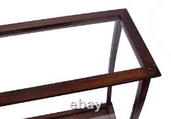Brown Tall Ship Model Display Case Wooden Medium 34 Table Top Cabinet Stand New