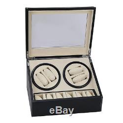 Brown Watch Winder Storage Display Case Box Automatic Rotate Leather Wood#