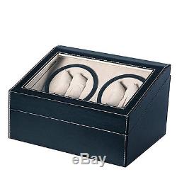 Brown Watch Winder Storage Display Case Box Automatic Rotate Leather Wood Hot