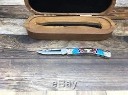 Buck 055 Yellowhorse Brass Eagle Knife Mint With COA & Wood Display Case