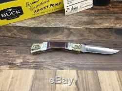 Buck 110 Yellowhorse Ram Knife Mint With COA & Wood Display Case Artist Proof