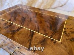 Burl Large Lockable thuja wooden jewelry box holder with key, watch box, Keepsake