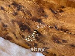 Burl Large Lockable thuja wooden jewelry box holder with key, watch box, Keepsake