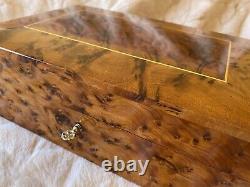 Burl Large Lockable thuja wooden jewelry box holder with key, watch box, Keepsake