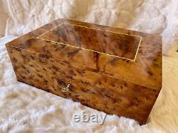 Burl Large Lockable thuja wooden jewelry box holder with key, watch box, Keepsake