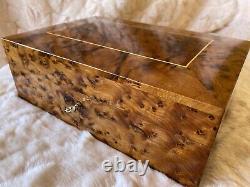 Burl Large Lockable thuja wooden jewelry box holder with key, watch box, Keepsake