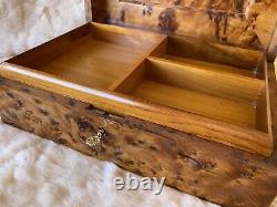 Burl Large Lockable thuja wooden jewelry box holder with key, watch box, Keepsake