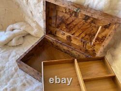 Burl Large Lockable thuja wooden jewelry box holder with key, watch box, Keepsake