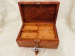 Burl Lockable thuja burl wooden jewelry box holder with key, Decorative Box