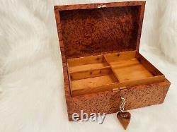 Burl Lockable thuja burl wooden jewelry box holder with key, Decorative Box
