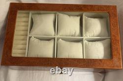 Burl Wood 13 Compartment Watch Display Box/case Exc Cond