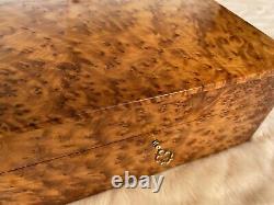 Burl lockable large Thuya wood jewelry box organizer with key, Keepsake, gift