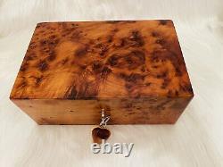 Burl thuja wooden jewelry box holder with key, Decorative Box, keepsake, Gift