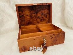 Burl thuja wooden jewelry box holder with key, Decorative Box, keepsake, Gift