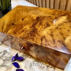 Burl wooden jewelry box organizer with key Decorative Box keepsake gift