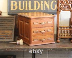 C1900s Antique Library Bureau Cabinet Wood 3-Drawer Index Card Flat File Vtg