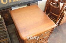 C1900s Antique Library Bureau Cabinet Wood 3-Drawer Index Card Flat File Vtg