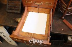 C1900s Antique Library Bureau Cabinet Wood 3-Drawer Index Card Flat File Vtg