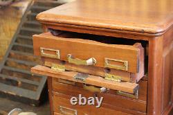 C1900s Antique Library Bureau Cabinet Wood 3-Drawer Index Card Flat File Vtg