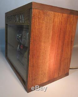 C1960 Craftsman Drill Display In Oak Wood Case withGlass & Florescent Bulb withTrans