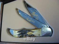CASE 2 BLADE FOLDING KNIFE Limited Edition FIRST FLIGHT in CUSTOM WOOD DISPLAY