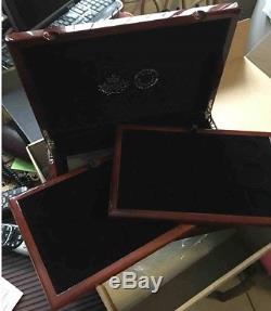 Coin Display Case Hand Made All Wood Gold Inlay Free Shipping USA & Canada