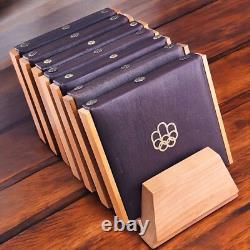 COJO Canada Montreal Olympics Silver Coin Display Case Rack Leather Wood Renwick