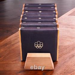 COJO Canada Montreal Olympics Silver Coin Display Case Rack Leather Wood Renwick