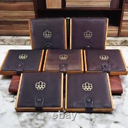 COJO Canada Montreal Olympics Silver Coin Display Case Rack Leather Wood Renwick