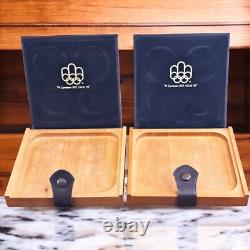 COJO Canada Montreal Olympics Silver Coin Display Case Rack Leather Wood Renwick