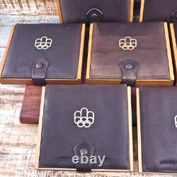 COJO Canada Montreal Olympics Silver Coin Display Case Rack Leather Wood Renwick