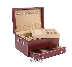 CONTESSA One-Drawer Jewelry Box Chest Case Mahogany Finish Solid Cherry Hardwood