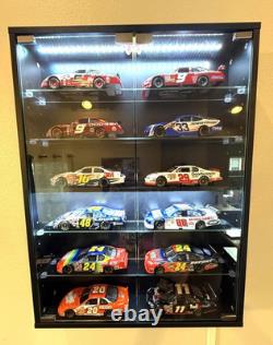 Car Display Case 1/24 Diecast Model LED Light Minifigures NASCAR Wall Cabinet