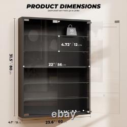 Car Display Case 1/24 Diecast Model LED Light Minifigures NASCAR Wall Cabinet