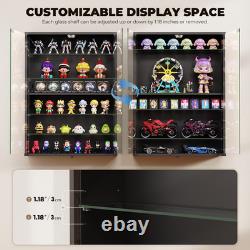 Car Display Case 1/24 Diecast Model LED Light Minifigures NASCAR Wall Cabinet