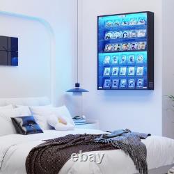 Car Display Case 1/24 Diecast Model LED Light Minifigures NASCAR Wall Cabinet