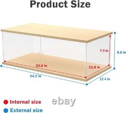 Car Display Case Acrylic 24 x 12 Wood LED Light 1/8 Rack 1/12 Model Diecast Box