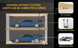 Car Display Case Acrylic 24 x 12 Wood LED Light 1/8 Rack 1/12 Model Diecast Box