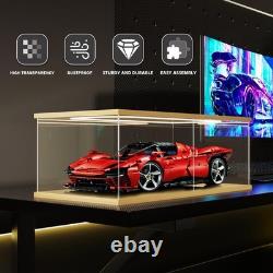Car Display Case Acrylic 24 x 12 Wood LED Light 1/8 Rack 1/12 Model Diecast Box