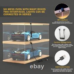 Car Display Case Acrylic 24 x 12 Wood LED Light 1/8 Rack 1/12 Model Diecast Box