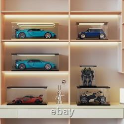 Car Display Case Acrylic 24 x 12 Wood LED Light 1/8 Rack 1/12 Model Diecast Box