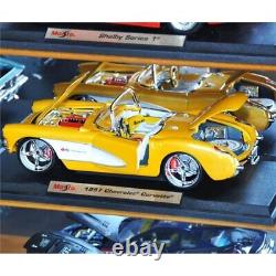 Car Display Case Black 4 Tier Diecast 1/18 Model Mirrored Wall Wood Rack Cabinet
