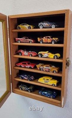 Car Display Case Black 6 Shelves Matchbox Wheels Model 1/64 Diecast Wood Cabinet
